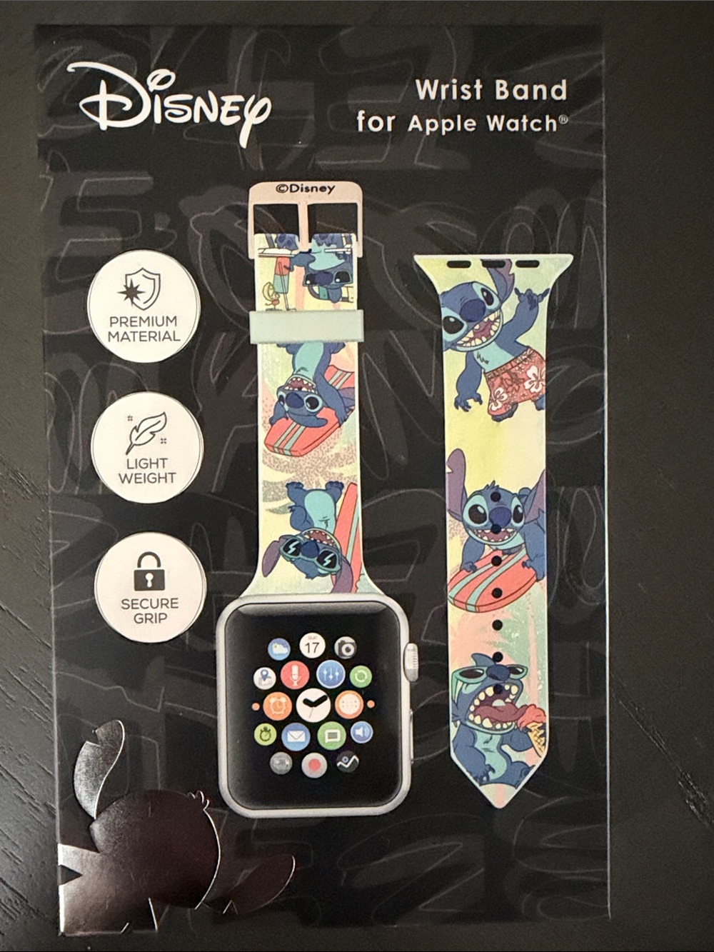 Disney Stitch Surf Apple Watch Band – Light Blue, Yellow & Pink